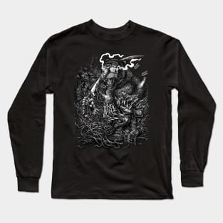 Mutant Tiger and samurai warrior ( black and white ) Long Sleeve T-Shirt